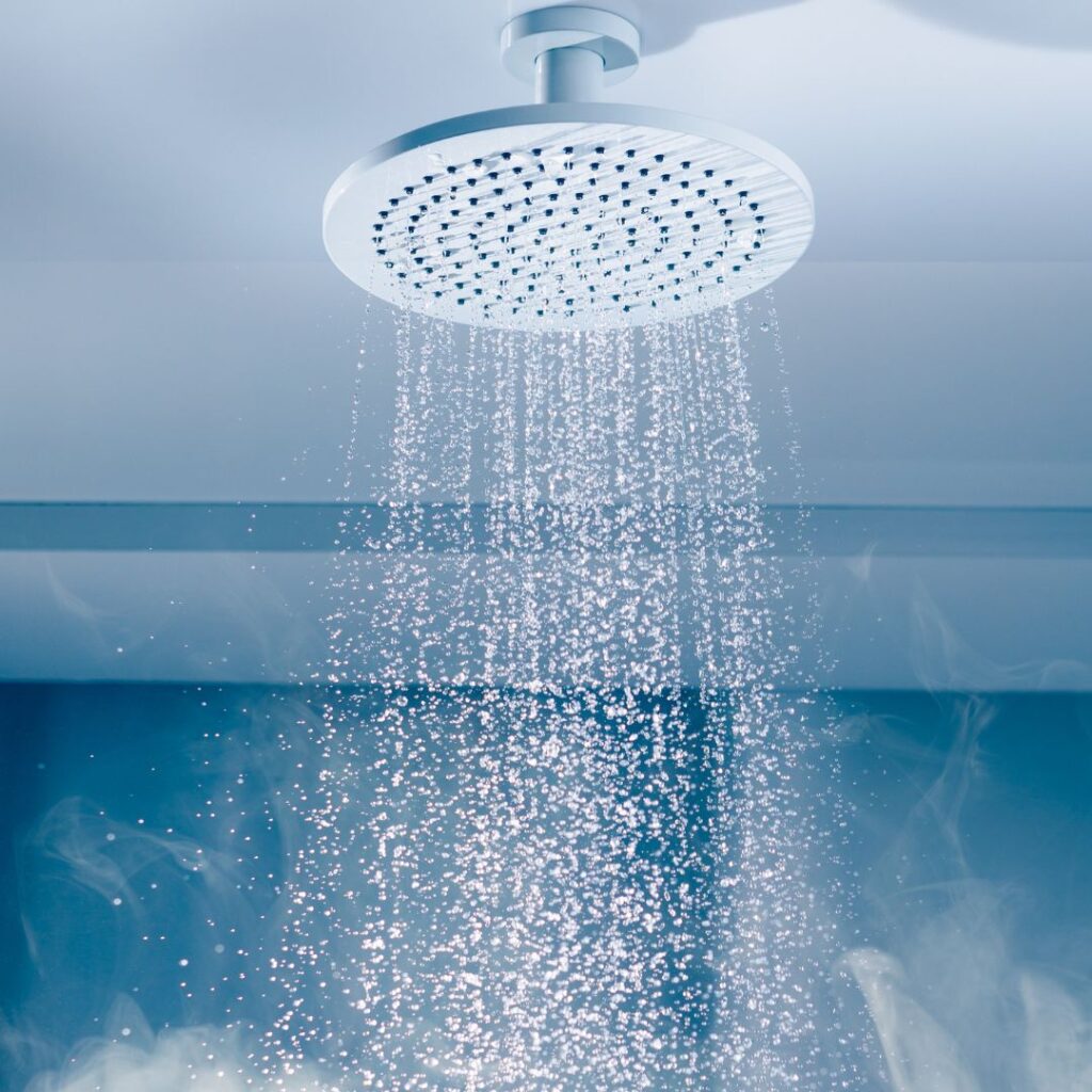 hot water coming from shower head